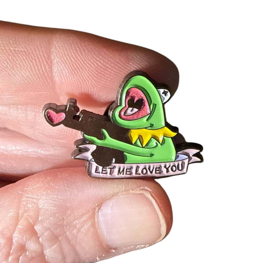 Kermit the Frog Love Sniper Enamel Pin Let Me Love You Badge the muppets pin